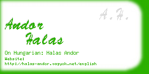 andor halas business card